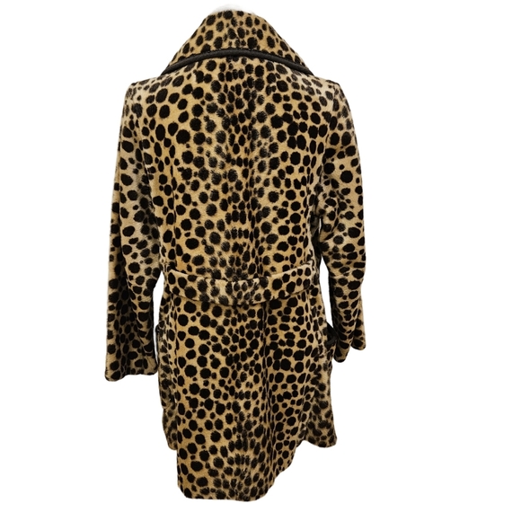 Vintage Leopard Print Faux Fur Coat Thigh Length Satin Lined Heavy Warm Custom - Picture 3 of 16